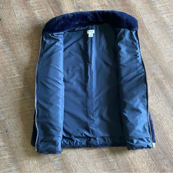 J. Crew Vest Plush Royal Blue Vegan Fur Medium Outerwear - Picture 6 of 12